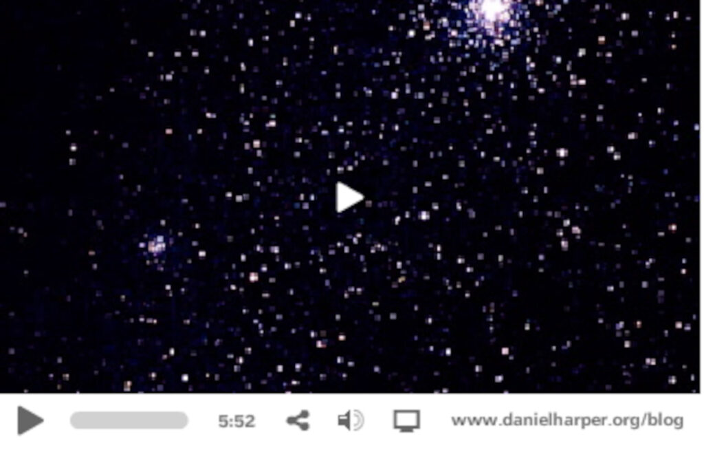 Screen grab from the video, showing a starry night sky.