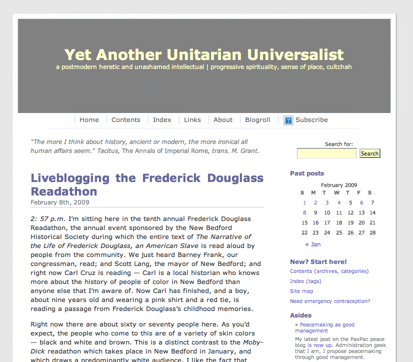 Screenshot of my blog in 2009