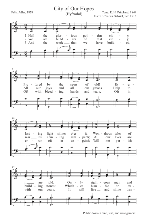 A thumbnail view of a copyright free hymn